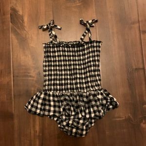 Toddler Gingham One Piece Black and White Dress
